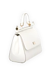 Dolce & Gabbana Women's bag white from calfskin - branded plate with two types of galvanic coating. 100% calfskin. Handle: Top handle and removable, adjustable shoulder strap in Dauphine calfskin. Internal zip pocket with logo and smartphone pocket. Closure: Front flap with double hidden magnet clasp. Country of manufacture: Italy. Care: specialized cleaning - photo 3