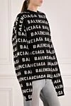 Balenciaga Women's black jumper with logo - large brand logo pattern. 98% wool 2% polyamide. Country of manufacture: Italy. Care: specialized cleaning - photo 3