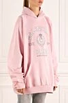 Balenciaga Oversized hoodie for women pink with logo - logo. hood. 100% cotton. Country of manufacture: Italy. Care: specialized cleaning - photo 3