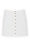 Celine White cotton mini skirt - golden buttons. 100% cotton. buttons. two side, two back. Country of manufacture: Italy. Care: specialized cleaning - photo 1