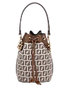 Fendi Brown women's bag made of textile. - gold-plated metal fittings. textiles, genuine leather. Size: 10?12?18 cm. Belt length: 118cm  121cm, shoulder strap height: 52cm. Closure: drawstring. Country of manufacture: Italy. Care: specialized cleaning - photo 1