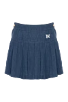 Palm Angels Blue pleated mini skirt with logo - 100% linen. Closure: buttons. Country of manufacture: Italy. Care: specialized cleaning - photo 1