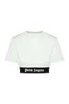 Palm Angels Women's white cotton top with logo - brand logo. 100% cotton. Country of manufacture: Italy. Care: specialized cleaning - photo 1