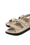 Givenchy Women's beige sandals made of genuine leather - brand logo. 100% genuine leather. Country of manufacture: Italy. Care: specialized cleaning - photo 5