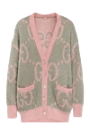 Gucci Women's green mohair cardigan - brand logo, pink edging. 65% mohair, 31% polyamide, 4% wool. Closure: buttons. two side pockets. Country of manufacture: Italy. Care: specialized cleaning - photo 1