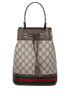 Gucci Brown women's bag made of textile. - red and green Web ribbon. textile. Size: W 20.5 x H 26 x D 11 cm. Strap Length: Detachable and adjustable 53cm shoulder strap. Handle: leather handle 12 cm high. open pocket and smartphone pocket inside. Closure: Drawstring Closure. Country of manufacture: Italy. Care: specialized cleaning - photo 1