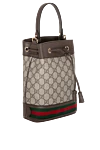 Gucci Brown women's bag made of textile. - red and green Web ribbon. textile. Size: W 20.5 x H 26 x D 11 cm. Strap Length: Detachable and adjustable 53cm shoulder strap. Handle: leather handle 12 cm high. open pocket and smartphone pocket inside. Closure: Drawstring Closure. Country of manufacture: Italy. Care: specialized cleaning - photo 3