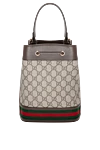 Brown women's bag made of textile. Gucci - red and green Web ribbon. textile. Size: W 20.5 x H 26 x D 11 cm. Strap Length: Detachable and adjustable 53cm shoulder strap. Handle: leather handle 12 cm high. open pocket and smartphone pocket inside. Closure: Drawstring Closure. Country of manufacture: Italy. Care: specialized cleaning - photo 4