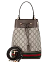 Gucci Brown women's bag made of textile. - red and green Web ribbon. textile. Size: W 20.5 x H 26 x D 11 cm. Strap Length: Detachable and adjustable 53cm shoulder strap. Handle: leather handle 12 cm high. open pocket and smartphone pocket inside. Closure: Drawstring Closure. Country of manufacture: Italy. Care: specialized cleaning - photo 5