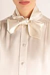 Saint Laurent Silk blouse with a beige bow. - bow. 100% silk. Closure: buttons. Country of manufacture: Italy. Care: specialized cleaning - photo 5