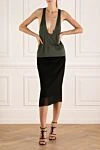 Women's top green with a neckline Saint Laurent - 100% viscose. Country of manufacture: Italy. Care: specialized cleaning - photo 2