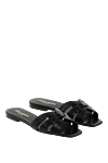 Saint Laurent Women's black sandals made of genuine leather - brand logo. 100% genuine leather. Country of manufacture: Italy. Care: specialized cleaning - photo 3