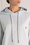 Moncler Худі жіноче блакитне з логотипом - логотип. капюшон. 100% бавовна. куліска. Країна виробник: Італія. Догляд: спеціалізоване чищення - фото 5