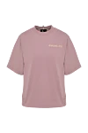 Moncler Women's pink T-shirt with logo - brand logo. 100% cotton. Country of manufacture: Italy. Care: specialized cleaning - photo 1