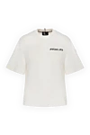 Moncler White women's T-shirt with logo - brand logo. 100% cotton. Country of manufacture: Italy. Care: specialized cleaning - photo 1