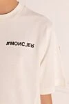 Moncler White women's T-shirt with logo - brand logo. 100% cotton. Country of manufacture: Italy. Care: specialized cleaning - photo 5