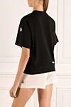 Women's black T-shirt with a logo Moncler - brand logo. 100% cotton. Country of manufacture: Italy. Care: specialized cleaning - photo 4