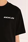 Moncler Women's black T-shirt with a logo - brand logo. 100% cotton. Country of manufacture: Italy. Care: specialized cleaning - photo 5