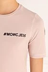 Moncler Women's pink T-shirt with logo - brand logo. 75% polyamide, 25% elastane. Country of manufacture: Italy. Care: specialized cleaning - photo 5