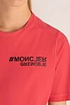 Moncler Red women's T-shirt with logo - brand logo. 75% polyamide, 25% elastane. Country of manufacture: Italy. Care: specialized cleaning - photo 5