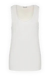 Moncler Women's cotton white T-shirt with logo - brand logo. 100% cotton. Country of manufacture: Italy. Care: specialized cleaning - photo 1