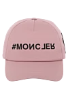 Moncler Women's pink cap made of cotton - brand logo. 100% cotton. Country of manufacture: Italy. Care: specialized cleaning - photo 1