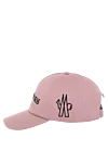 Moncler Women's pink cap made of cotton - brand logo. 100% cotton. Country of manufacture: Italy. Care: specialized cleaning - photo 3