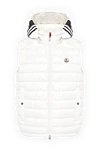 Moncler Жилет чоловічий із натуральним пухом білий - логотип. капюшон. 100% нейлон. блискавки, кнопки. дві бічні кишені. Утеплювач: пух. Країна виробник: Італія. Догляд: спеціалізоване чищення - фото 1