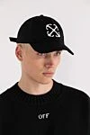 Men's black cotton cap with logo Off-White - brand logo . 100% cotton. Country of manufacture: Italy. Care: specialized cleaning - photo 2