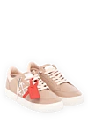 Off-White Women's beige sneakers made of genuine leather - brand logo, contrast sole. 100% natural leather. Closure: laces. Country of manufacture: Italy. Care: specialized cleaning - photo 3