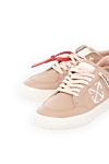 Off-White Women's beige sneakers made of genuine leather - brand logo, contrast sole. 100% natural leather. Closure: laces. Country of manufacture: Italy. Care: specialized cleaning - photo 5