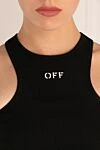 Off-White Women's black cotton top - brand logo. 98% cotton, 2% elastane. Country of manufacture: Italy. Care: specialized cleaning - photo 5