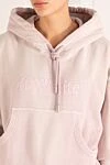 Off-White Hoodie for women pink with logo - logo. hood. 100% cotton. Closure: drawstring. large front pocket. Country of manufacture: Italy. Care: specialized cleaning - photo 5