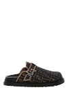 Fendi Brown men's slippers with logo - brand logo pattern. 100% textile. buckle. Country of manufacture: Italy. Care: specialized cleaning - photo 1