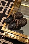 Brown men's slippers with logo Fendi - brand logo pattern. 100% textile. buckle. Country of manufacture: Italy. Care: specialized cleaning - photo 6