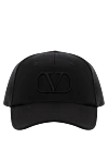 Valentino Men's black cotton cap with logo - brand logo. 62% cotton, 38% linen. Country of manufacture: Italy. Care: specialized cleaning - photo 1