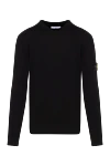 Stone Island Men's black jumper with logo patch - brand logo. 100% wool. Country of manufacture: Italy. Care: specialized cleaning - photo 1