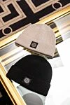 Men's woolen black hat with a ribbed design Stone Island - brand logo. 100% wool. Country of manufacture: Italy. Care: specialized cleaning - photo 4