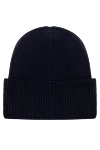 Moncler Women's blue woolen hat - brand logo. 100% wool. Country of manufacture: Italy. Care: specialized cleaning - photo 3