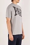 Palm Angels Gray men's T-shirt with a large logo - brand logo. 100% cotton. Country of manufacture: Italy. Care: specialized cleaning - photo 3