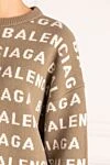 Balenciaga Джемпер женский коричневый с логотипом - паттерн крупного логотипа бренда. 98% шерсть 2% полиамид. Страна производитель: Италия. Уход: специализированная чистка - фото 5