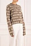 Balenciaga Women's brown jumper with logo print - large brand logo pattern. 98% wool 2% polyamide. Country of manufacture: Italy. Care: specialized cleaning - photo 3