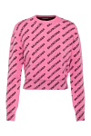 Balenciaga Women's pink jumper with logo print - brand logo pattern. 40% cotton, 27% wool, 10% polyamide, 1% elastane. Country of manufacture: Italy. Care: specialized cleaning - photo 1