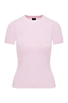 Balenciaga Women's pink cotton T-shirt with logo - 97% cotton, 3% elastane. Country of manufacture: Italy. Care: specialized cleaning - photo 1