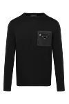 Prada Men's black jumper with chest pocket with zipper - brand logo. 100% wool. Pocket: chest pocket with zipper. Country of manufacture: Italy. Care: specialized cleaning - photo 1