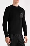 Prada Men's black jumper with chest pocket with zipper - brand logo. 100% wool. Pocket: chest pocket with zipper. Country of manufacture: Italy. Care: specialized cleaning - photo 3