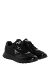 Prada Men's black sneakers with logo combined - brand logo. 70% polyester, 30% genuine leather. Closure: laces. Country of manufacture: Italy. Care: specialized cleaning - photo 3