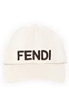 Fendi Women's beige cap made of cotton - brand logo. 100% cotton. Country of manufacture: Italy. Care: specialized cleaning - photo 1