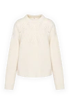 Celine White women's sweater in diamonds - rhombus pattern. 70% alpaca, 30% polyamide. Country of manufacture: Italy. Care: specialized cleaning - photo 1