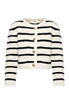 Celine White short cardigan for women in stripes - stripe pattern. 58% alpaca, 34% polyamide, 8% wool. Closure: buttons. two side pockets. Country of manufacture: Italy. Care: specialized cleaning - photo 1